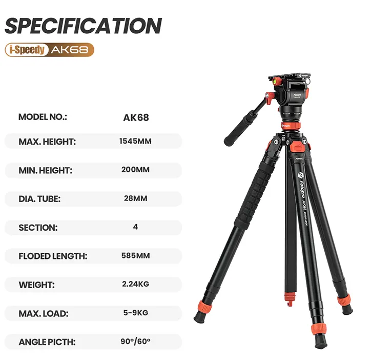 Fotopro iSpeedy AK68 Video Tripod 